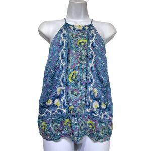 anthropologie akemi kin blue sleeveless embroidered tank top Womens Size 0